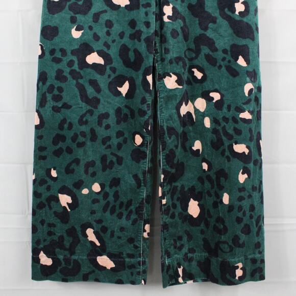 Maeve Pants 29 The Colette Cropped Wide Leg Corduroy Green Leopard Print Career - Picture 5 of 16